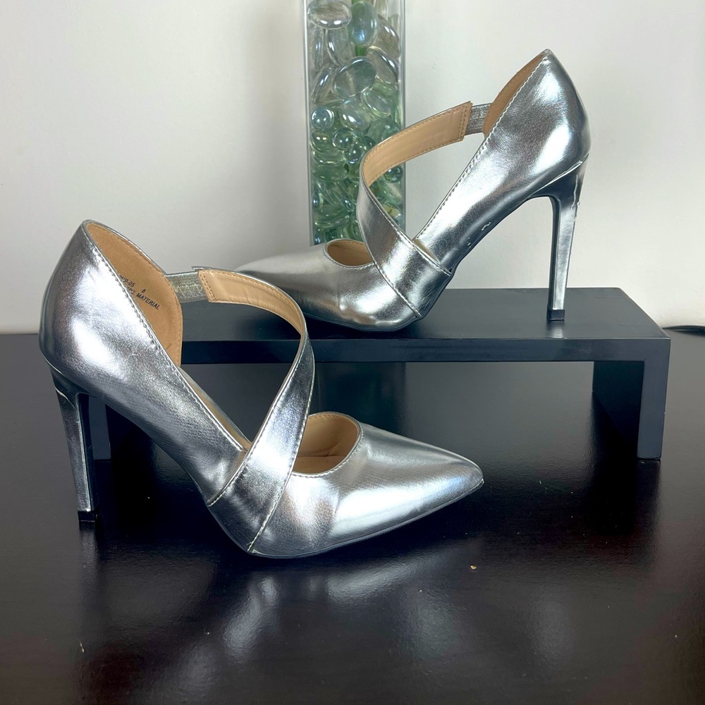 Metallic Silver Heels